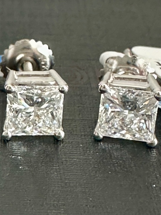 Jewelry - Peoples’s Jewellers 2 ct. Princess-Cut Lab Created Diamond Earrings in gold.